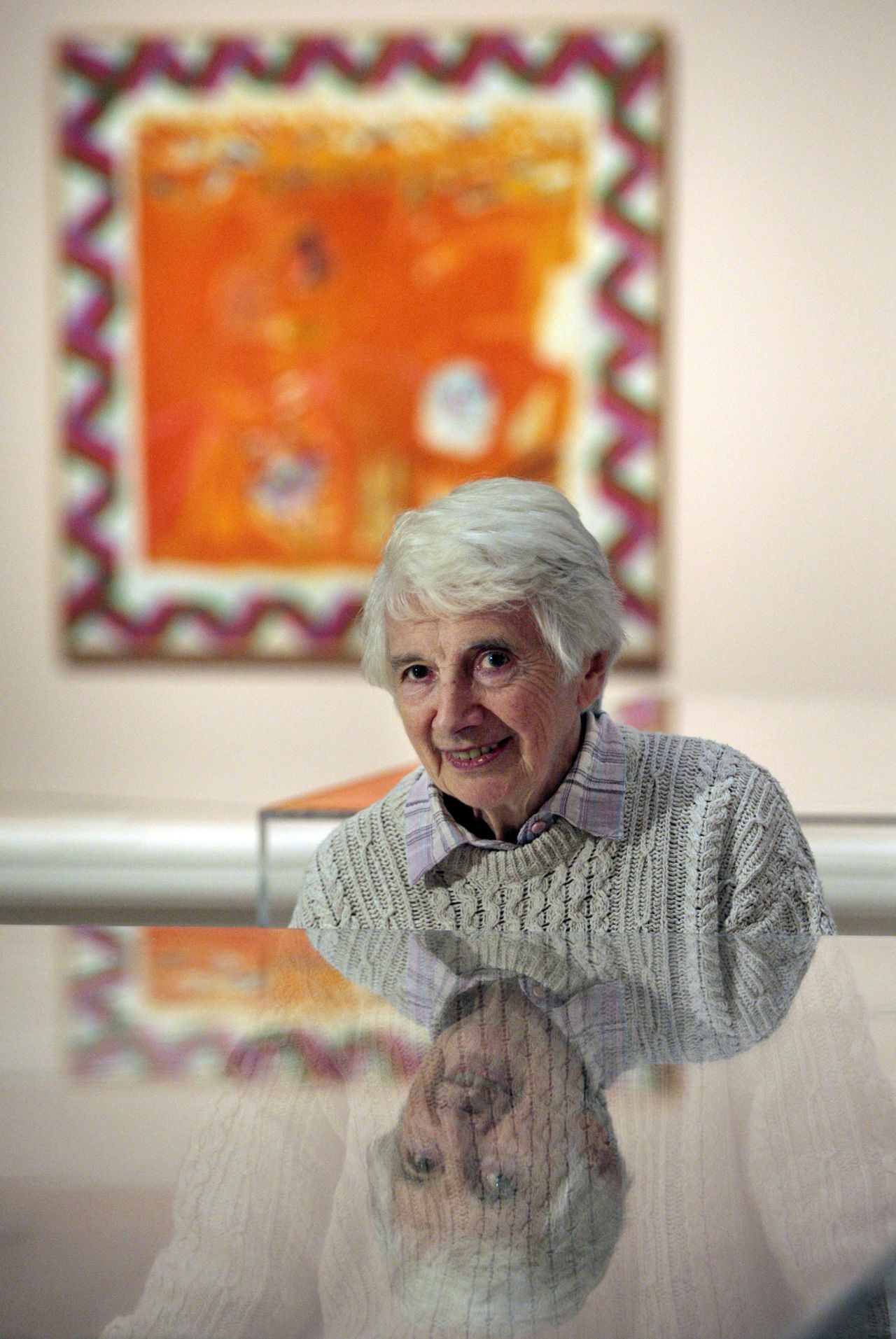 Dame Elizabeth Blackadder attending her exhibition at the Scottish National Gallery in Edinburgh.