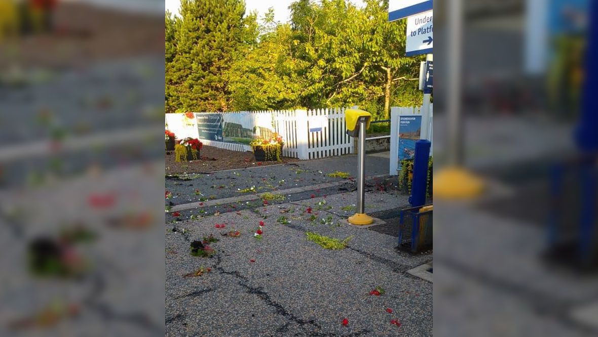 Flower displays destroyed at Stonehaven on train crash anniversary