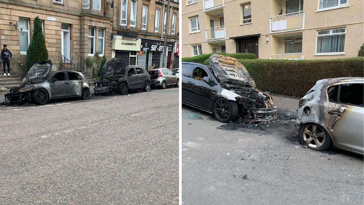 Hunt for two men after cars set on fire in ‘targeted attack’