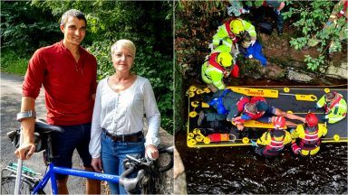 Cyclist praises rescuer after plunging 30ft from bridge