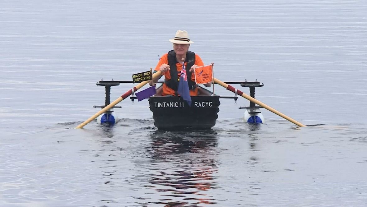 Challenge: The major is aiming to row a total of 100 miles.