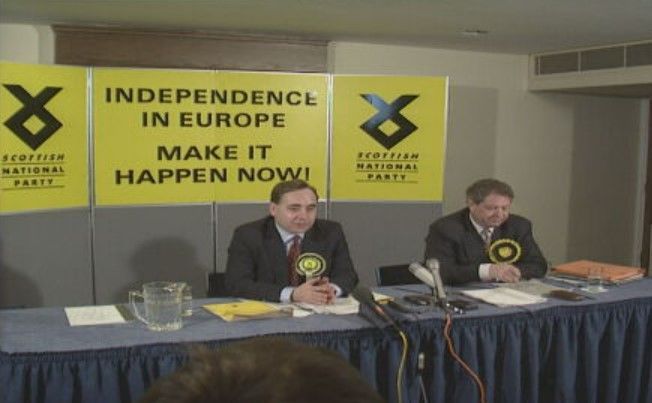 Alex Salmond and Jim Sillars during the 1992 general election campaign.