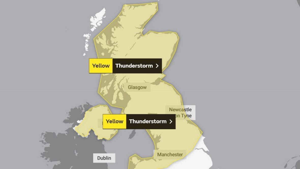 Saturday: Weather warning for thunderstorms.