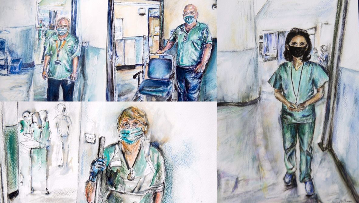 Artwork: Ms McLaren's drawings portray the 'amazing' people who helped her during her recovery.