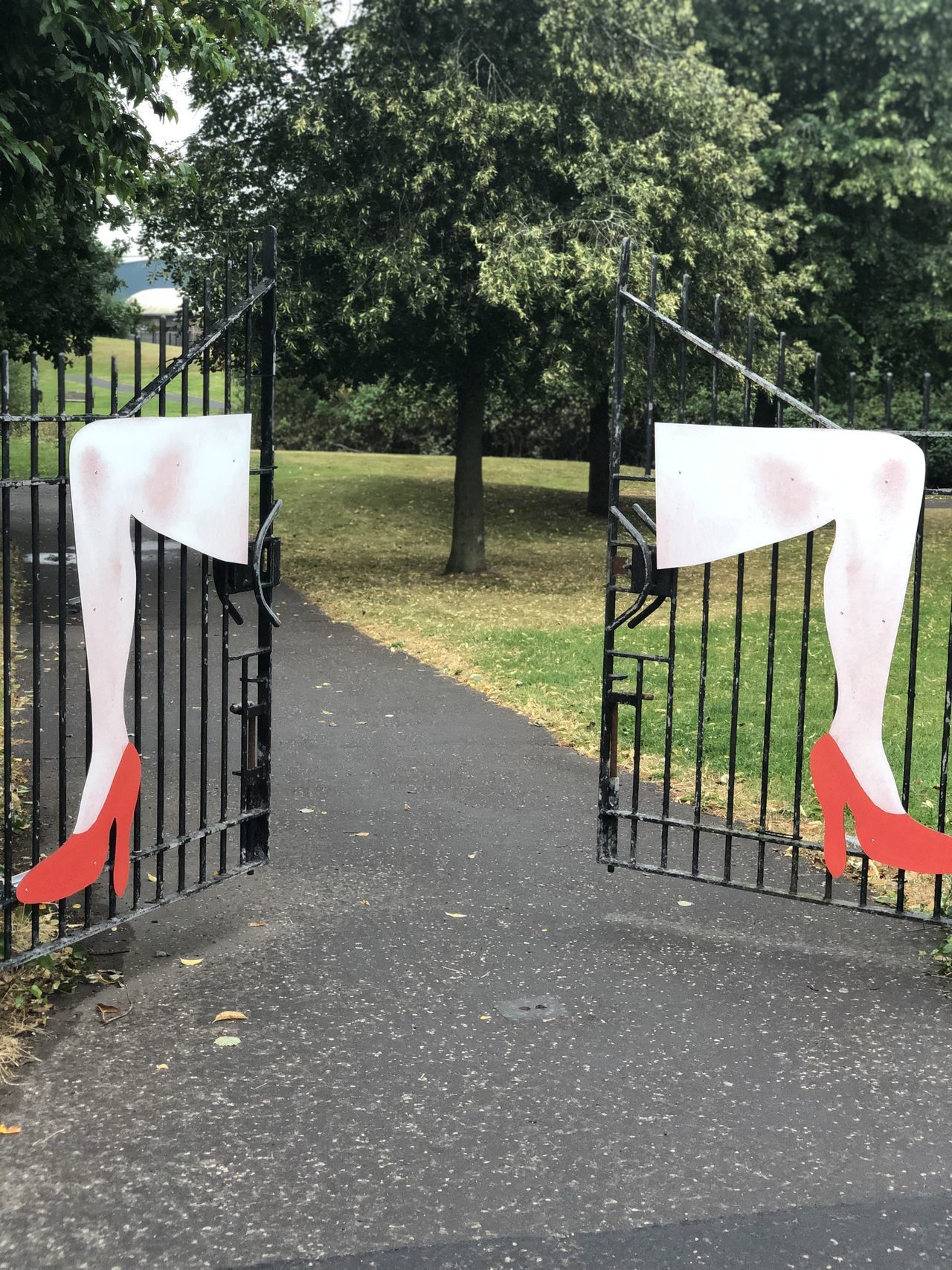 'Upsetting' artwork featuring a women’s spread legs installed at Festival Park, Glasgow.