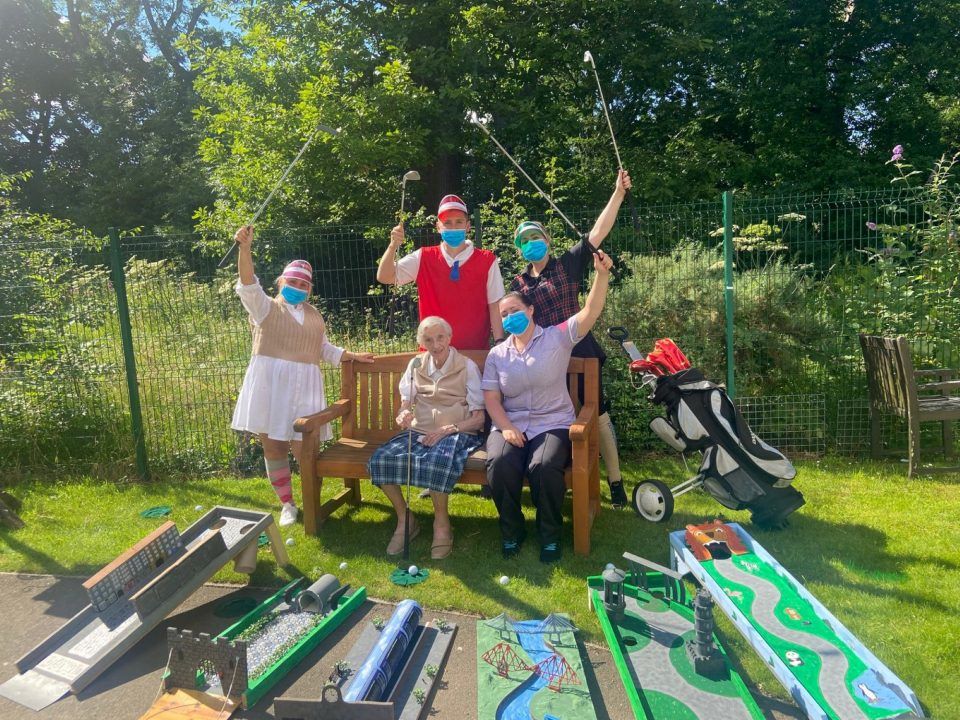 Pensioners tee off on crazy golf course created by care worker