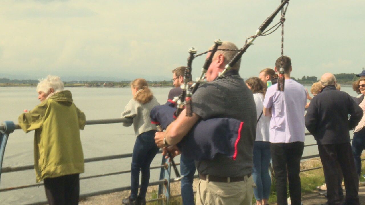 Friends and family gathered at Alloa Harbour to welcome Murdoch home.