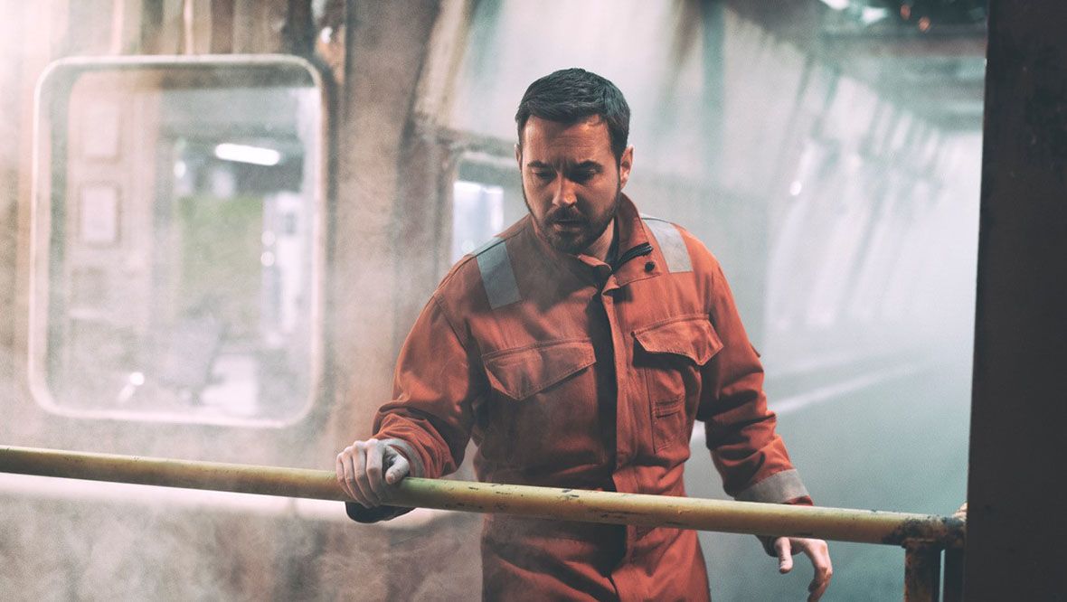 Martin Compston as Fulmer in the new six-part thriller, The Rig.