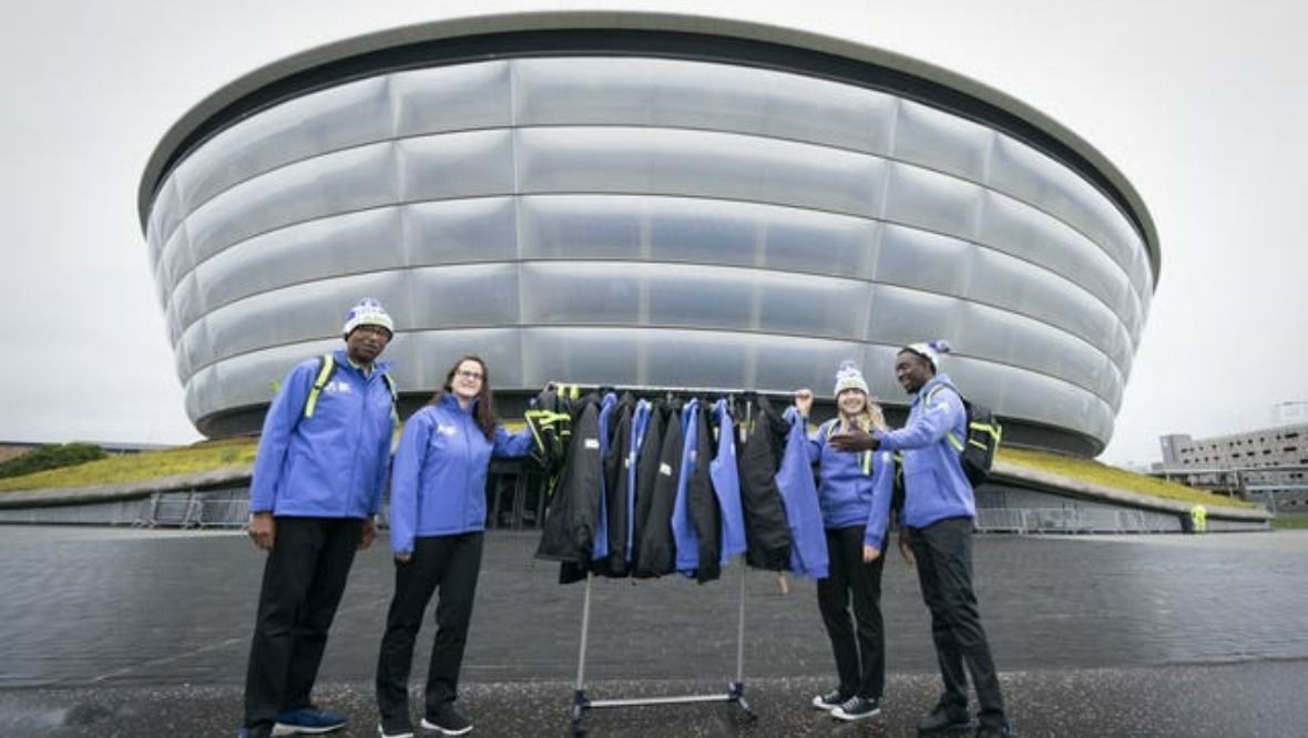 Glasgow: The volunteers outside the SEC.