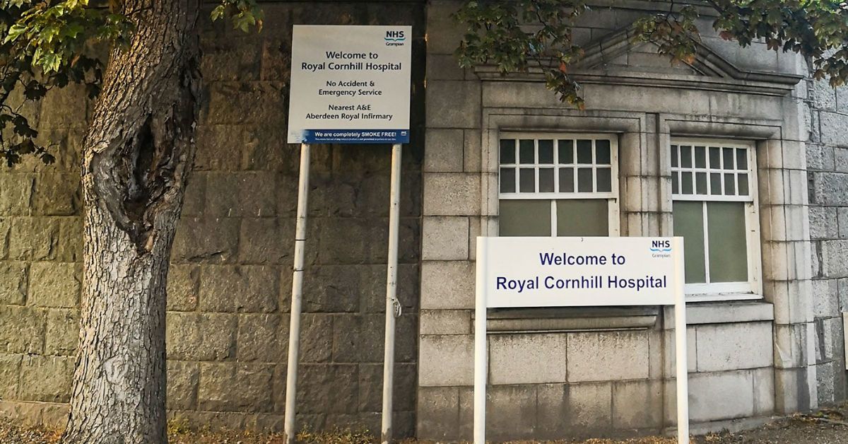 Entrance to the Royal Cornhill Hospital in Aberdeen, the main centre for the treatment of people with mental health problems in Grampian.