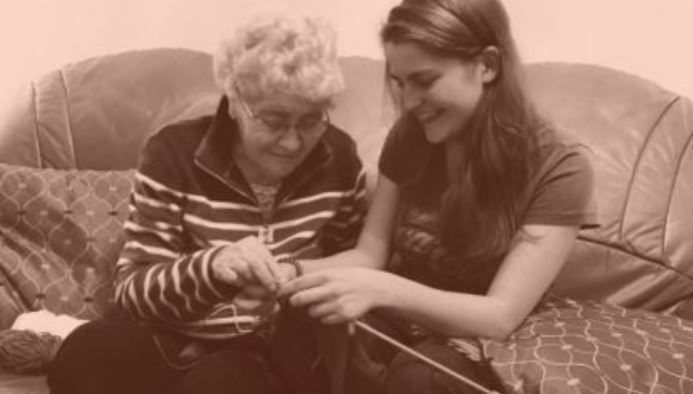 Lucy Fisher knitting with her gran Marge.