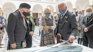 Charles and Camilla presented with replica Robert the Bruce sword