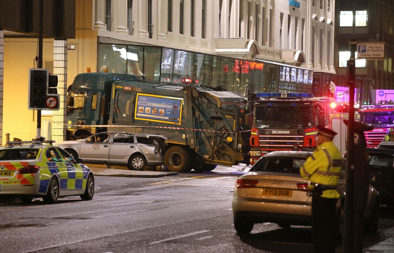  Mr Clarke collapsed while driving the 26-tonne vehicle in the city centre in December 2014.