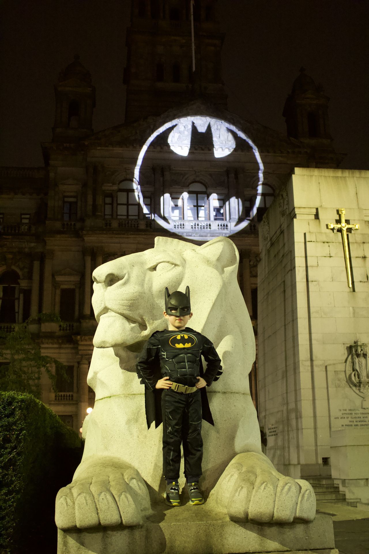 Bat signal in Glasgow on Saturday.