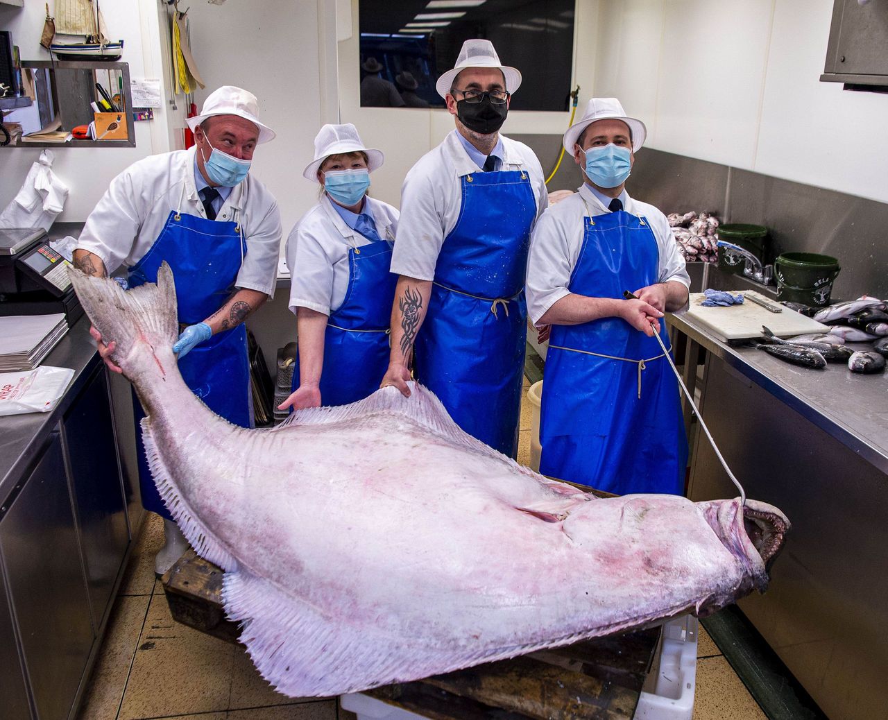 The fish tips the scales at 130kg.