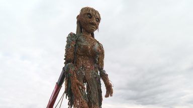 Ten-metre puppet Storm wows onlookers in seaside town