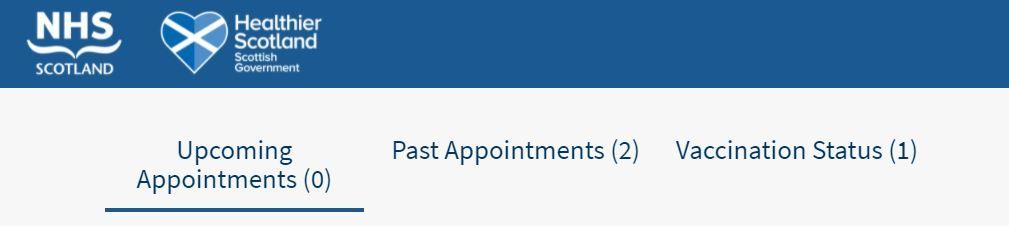 When logged into the NHS Scotland site, you can see appointments, as well as vaccination status. (NHS/STV News)