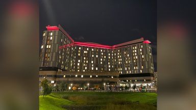 Glasgow hospital lights up pink to raise awareness of breast cancer