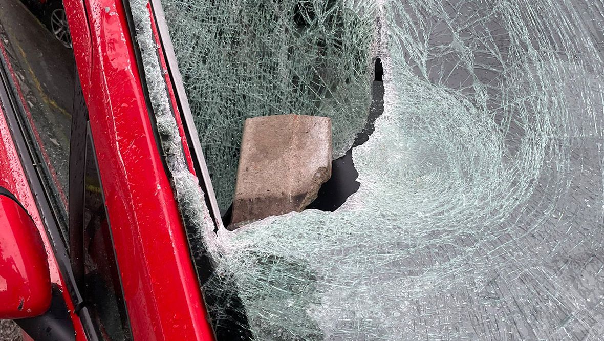 Damaged car following explosion in Ayr.