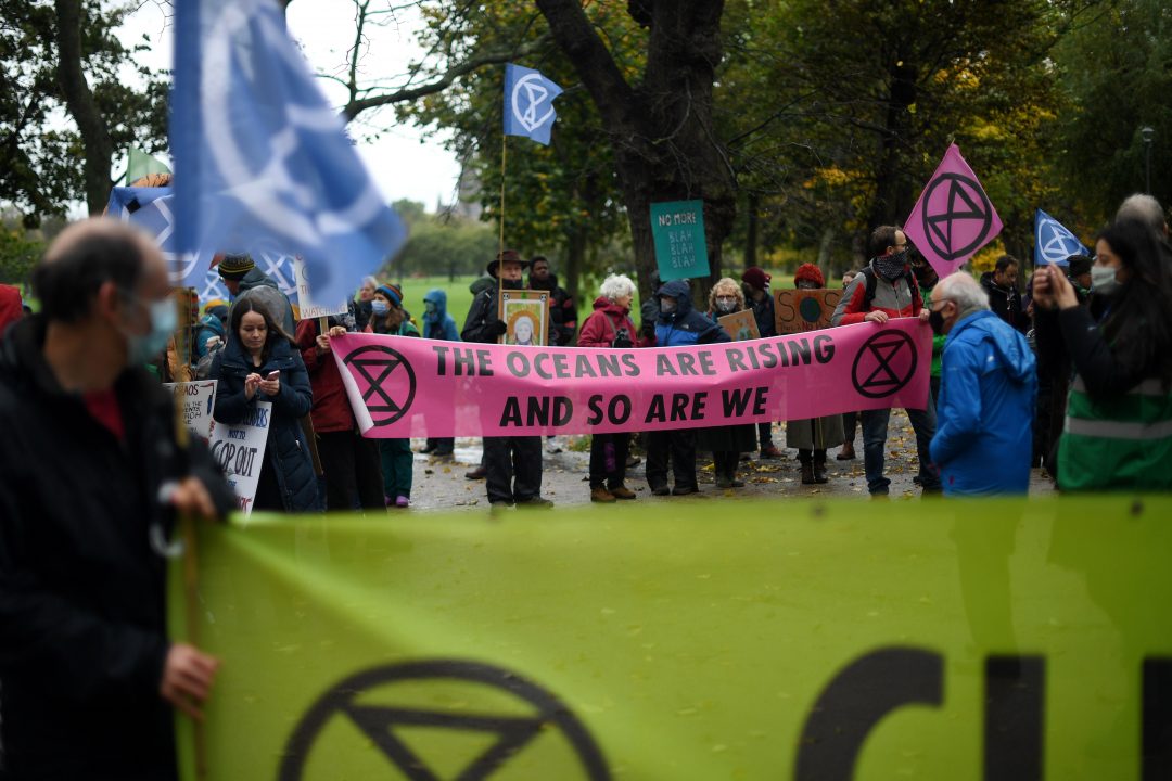 Extinction Rebellion march through Edinburgh in COP26 protest