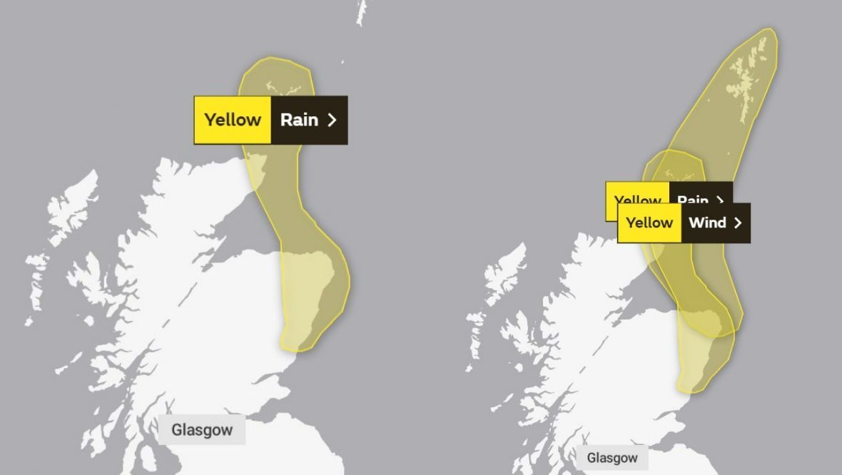 Yellow weather warnings have been issued for the north east over the weekend. 