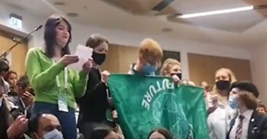 Youth delegates disrupt COP26 president Alok Sharma’s speech