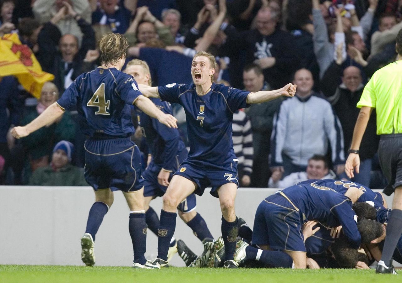 Another famous 1-0 win for Scotland was secured when Gary Caldwell slid home to send the Tartan Army into raptures. Scotland also won by the same scoreline in Paris, but failed to reach the Euros.