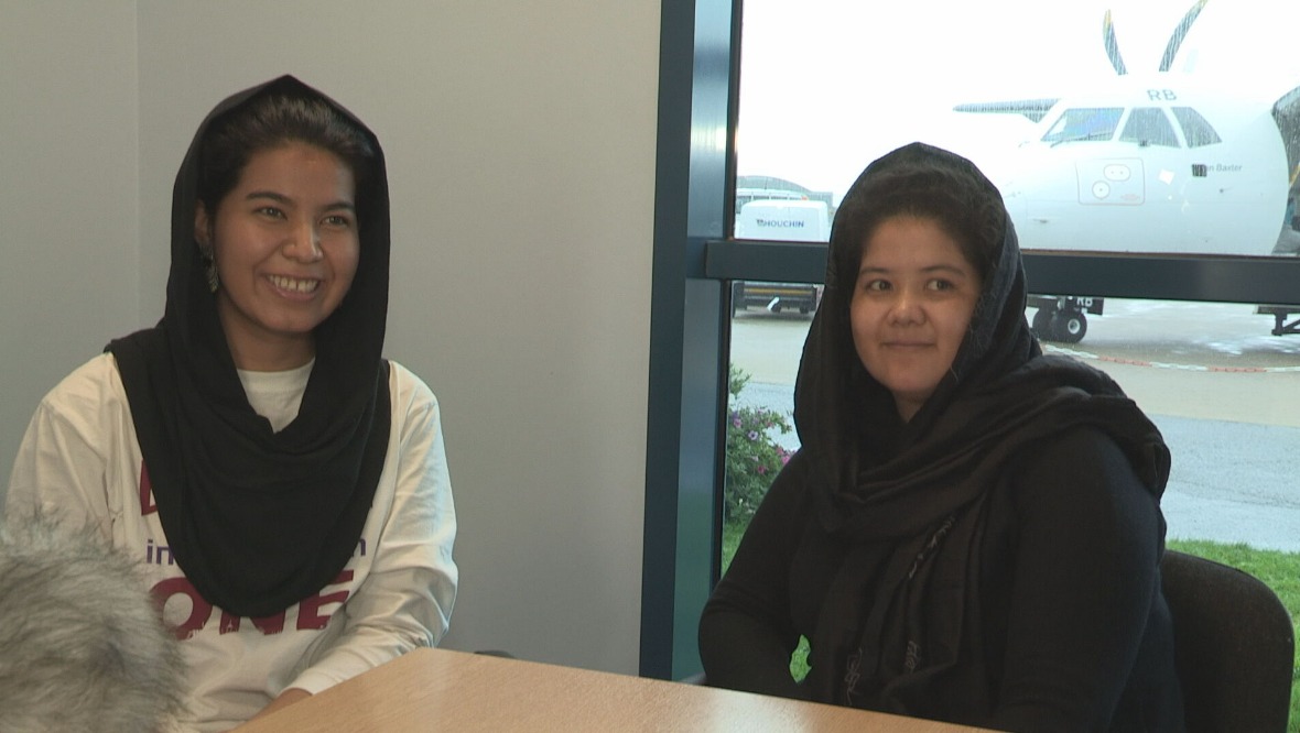 Sisters: Frishta and Farzana Matin flew into the Isle of Lewis.