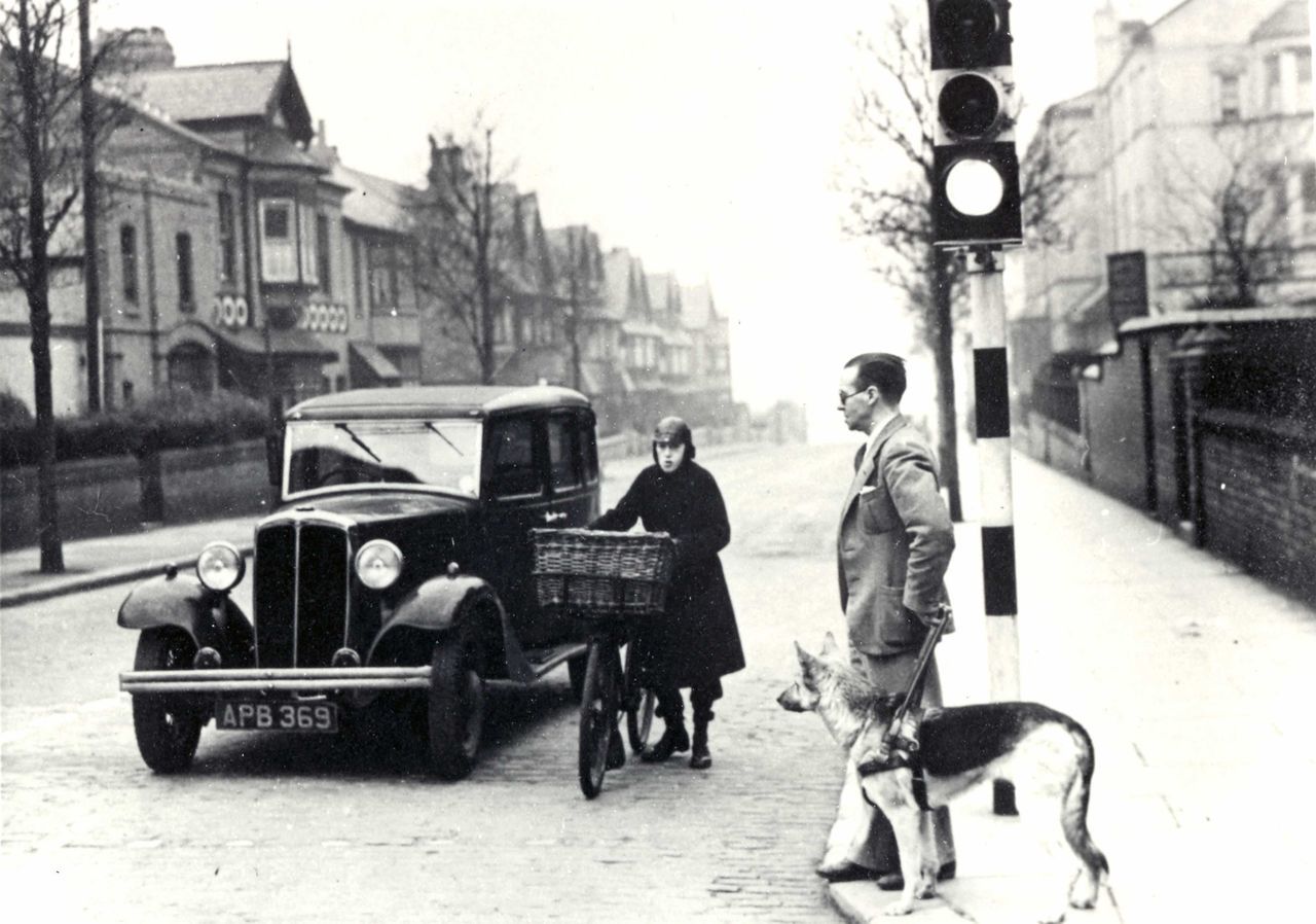 Historical shot of guide dog training