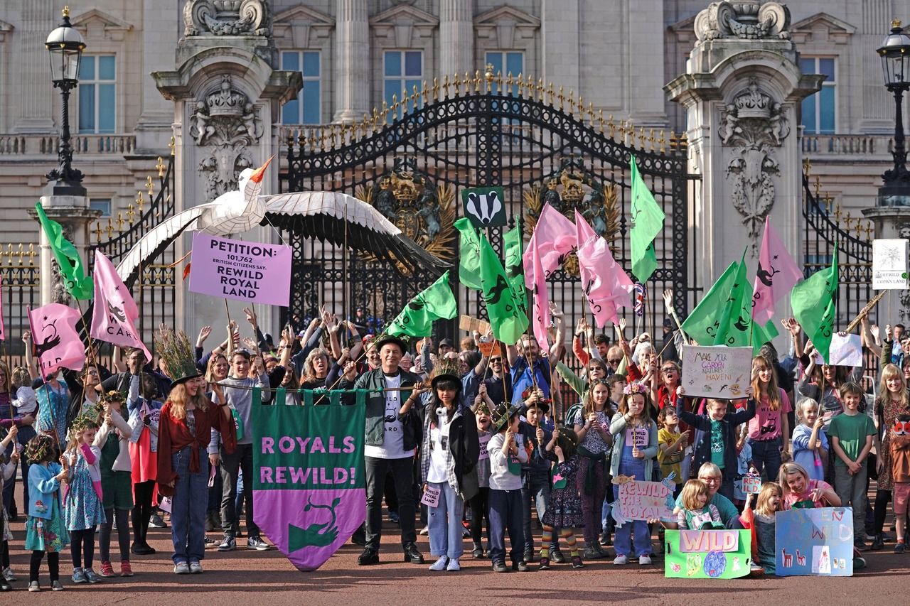 
The marchers outside Buckingham Palace (Jonathan Brady/PA)
