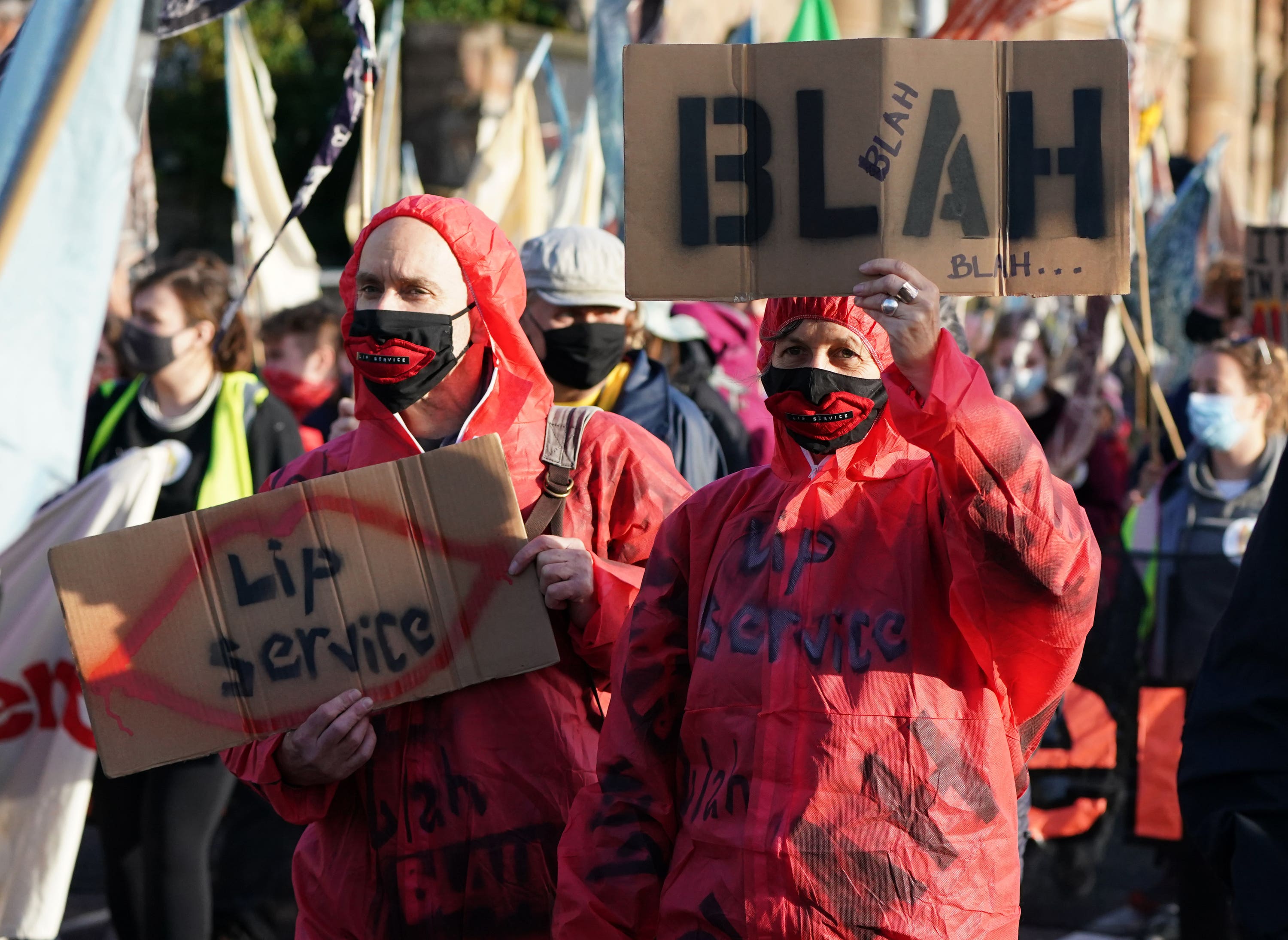 Coining a phrase used by climate champion Greta Thunberg, campaigners made it clear they will no longer accept ‘blah blah blah’ from leaders.