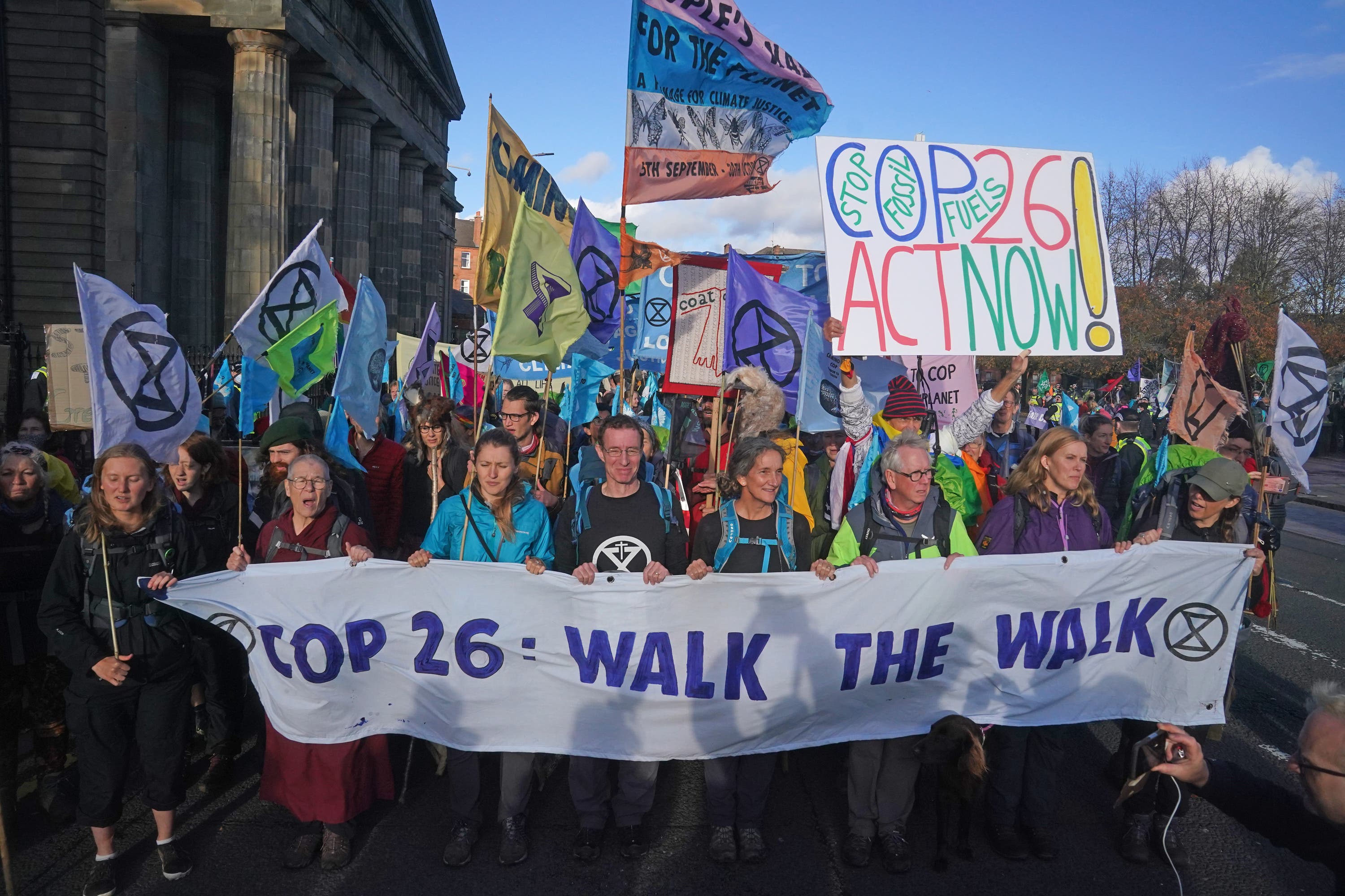 Many campaigners had walked thousands of miles to arrive in Glasgow in time for the start of the talks.