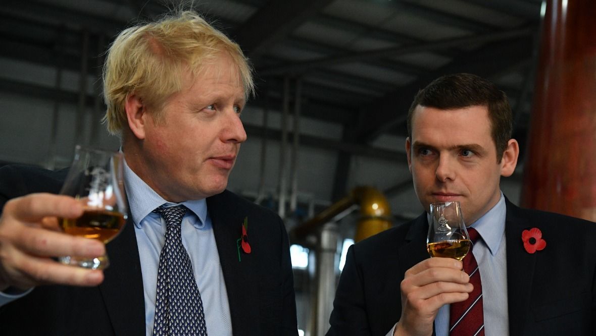Boris Johnson and Douglas Ross during happier times in their relationship.