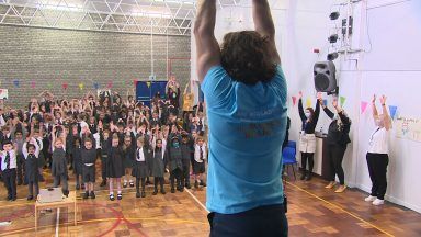 Body Coach Joe Wicks treats Scots school pupils to special gym class