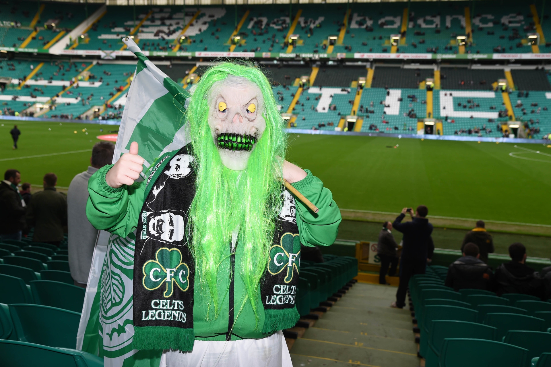 A Celtic fan before their side's league meeting with Aberdeen in 2015.