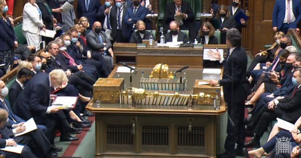Ed Miliband was at the despatch box during PMQs, with Sir Keir Starmer self-isolating. (Parliament TV) 