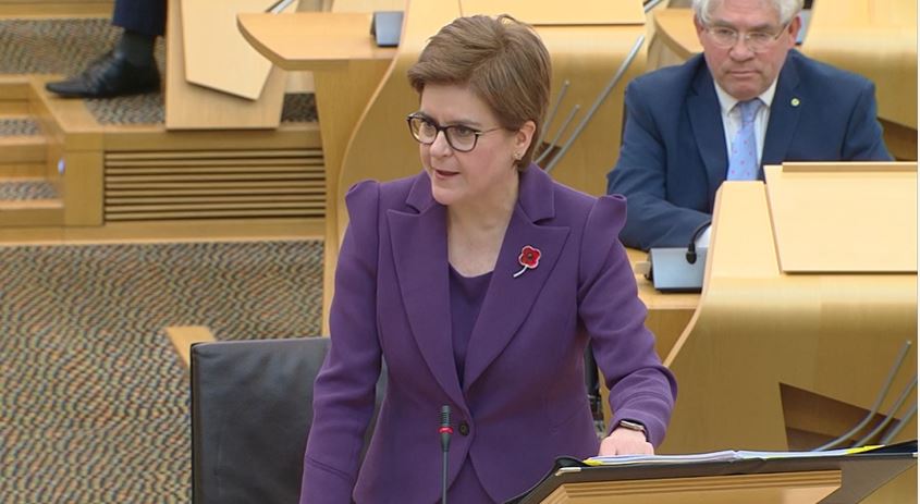 The First Minister said she hopes the council and the union can 'get round the table' and resolve the issue. (Scottish Parliament TV) 