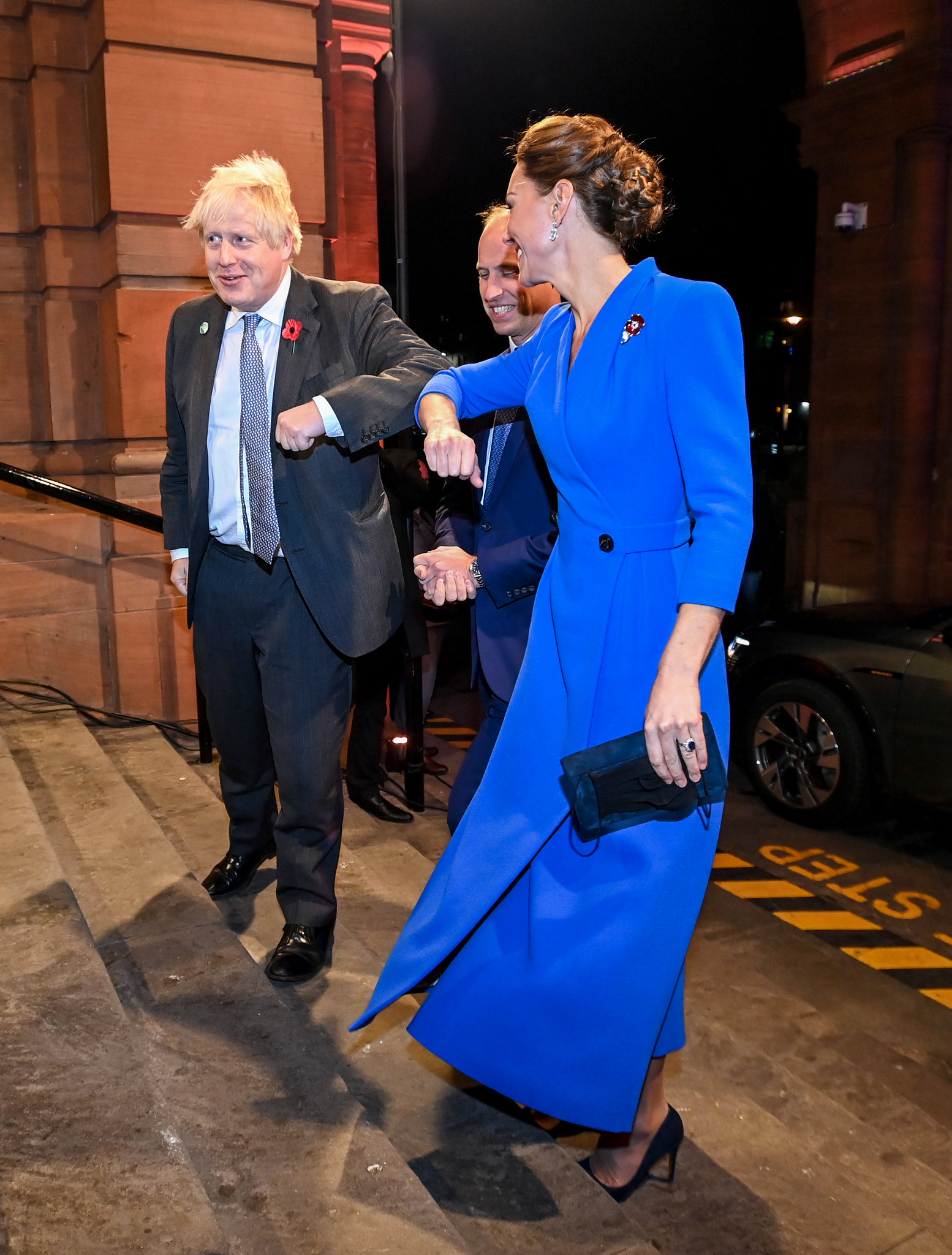 Boris Johnson is joined by Catherine, Duchess of Cambridge and William, Duke of Cambridge.