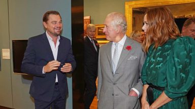 Prince Charles meets Leonardo DiCaprio at COP26 fashion exhibit