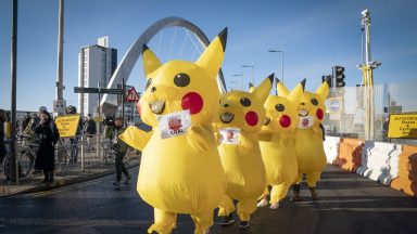Pikachu protesters demand coal power ends as COP26 protests continue