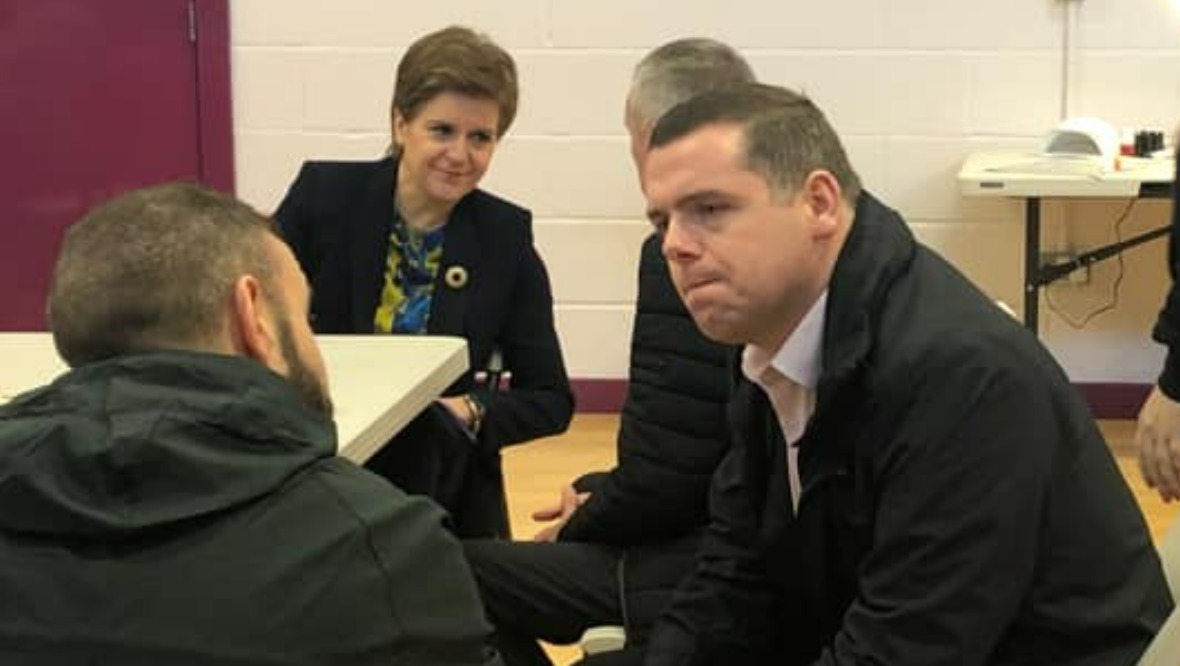 Nicola Sturgeon and Douglas Ross visited a drugs recovery group together last year.