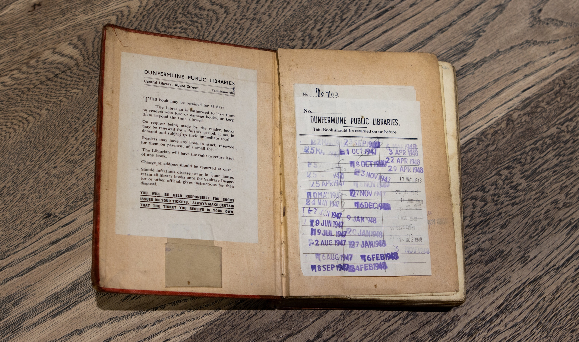 The library book was taken out during and after the Second World War.