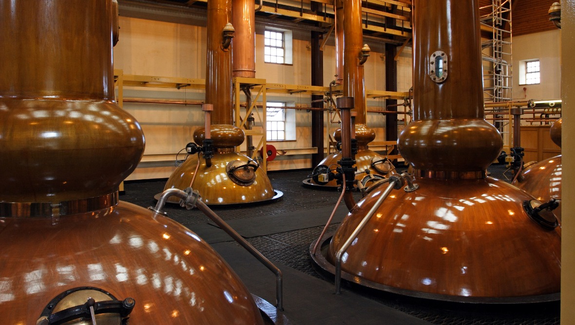 Stock image of whisky distillery.