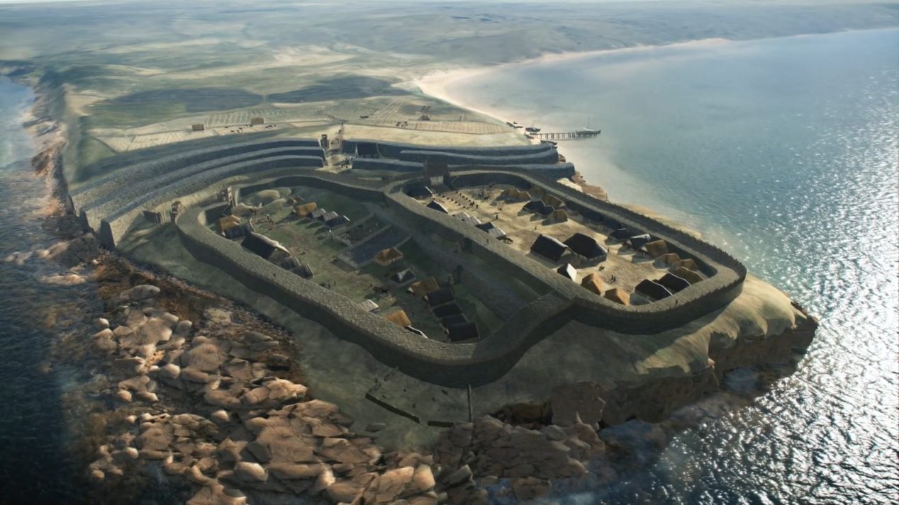 A detailed reconstruction of how the Burghead site may have looked.