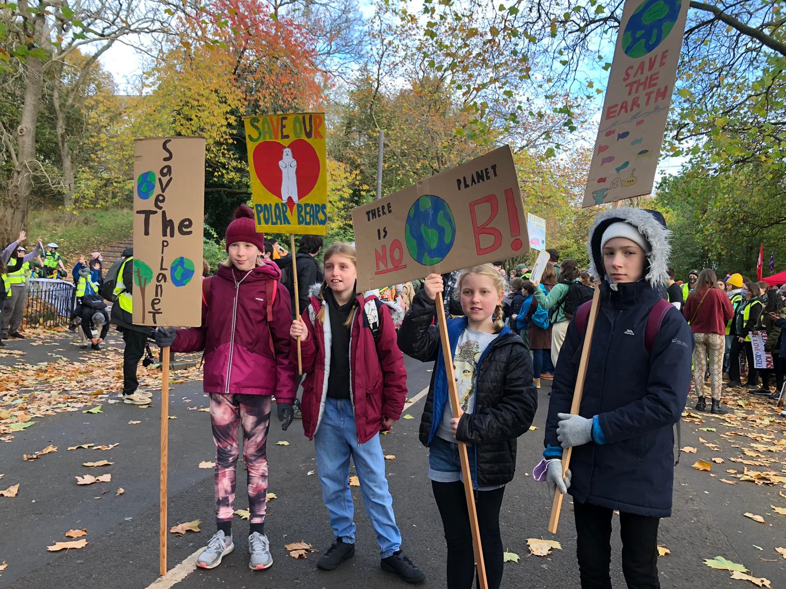 Young activists gathered at Kelvingrove Park. (STV News)