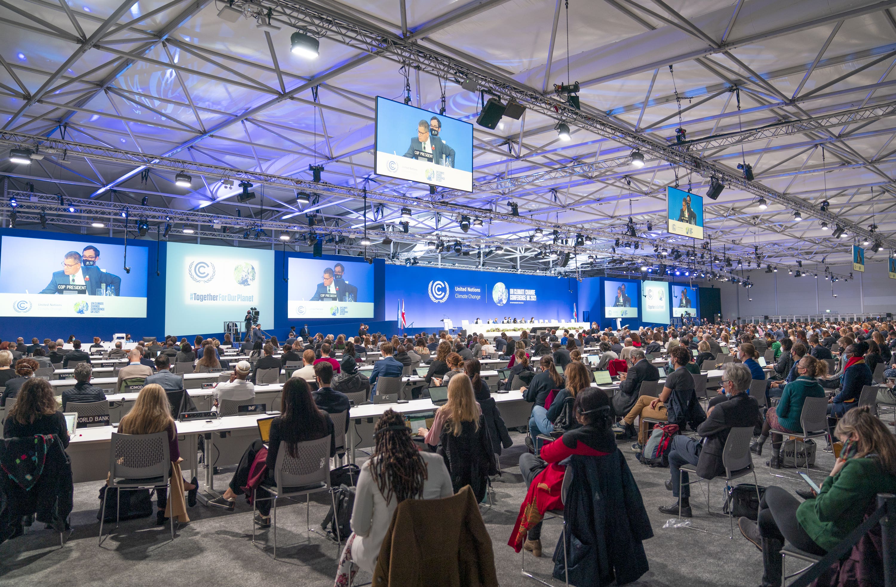 Delegates in the Cairn Gorm plenary room during the COP26 climate summit in Glasgow.
