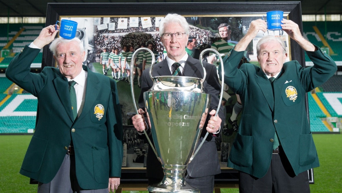 Lisbon Lions: Charlie Gallagher, Jim Craig and Bertie Auld at Celtic Park in 2017.