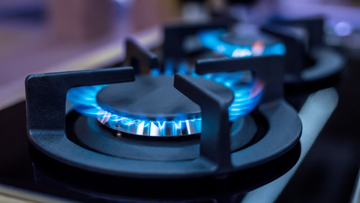 Stock image of a gas hob.