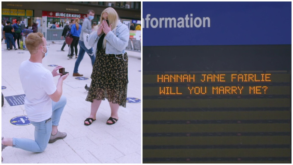 I choo-choo choose you: Man proposes inside Glasgow Central Station