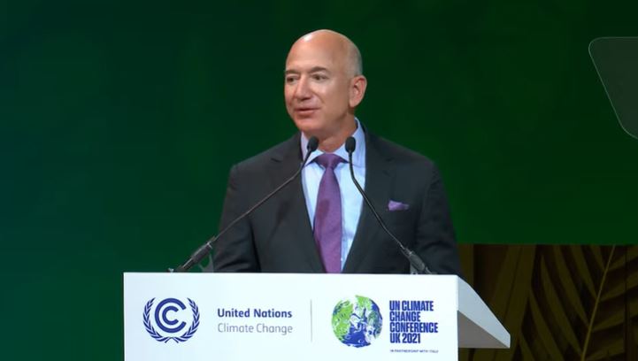 The Amazon founder Jeff Bezos spoke at COP26. (STV News)